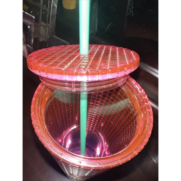 NEW Starbucks Watermelon Pink Purple Gradient Ombre Grid 24oz Venti Tumbler - Picture 4 of 5